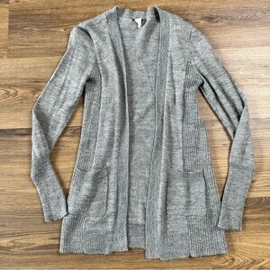 J.Crew Women Small Wool Alpaca Blend Knit Cardigan Sweater Open Gray Grandpa VTG